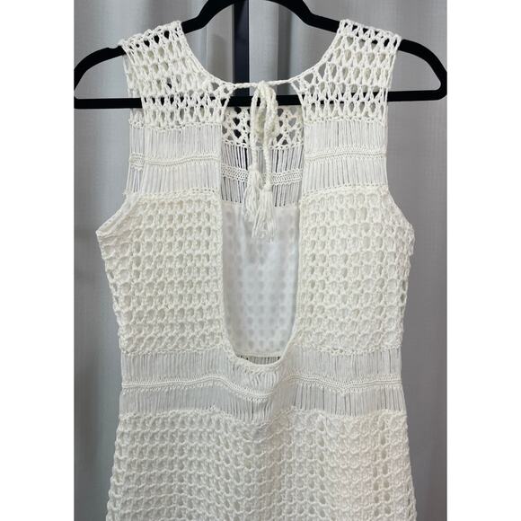Line and Dot Karolina Crochet Knit Dress Ivory Sz. Med NWT Fully Lined Open Back - Picture 8 of 10